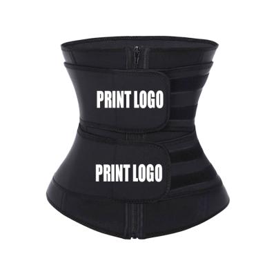 China New Logo Private Label Women Slimming 2021 Antibacterial Workout Compression Double Belt Neoprene Printing Waist Trainer for sale