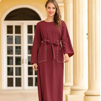 China 2021 new arrival anti-static hot sale modern women fashion abaya casual islamic clothing kaftan maxi dress for sale