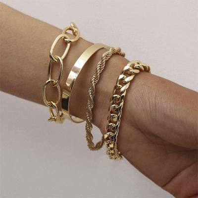 China FASHIONABLE Border Hot-selling Personality Bracelet Bangle Metal Twist Chain Bracelet Set for sale