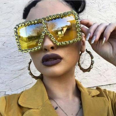 China Fashion Sunglasses Diamond-studded Cool Big Box Sunglasses Women 2021 New European And American Statistical Institute Tidal Sunglasses Fashion Sunglasses for sale