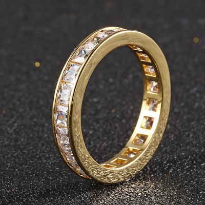 China New Square Cuba Ring Nickel-free Simple Cuban Ring Couple Ring Gold-Plated Niche Creative Design Personality for sale