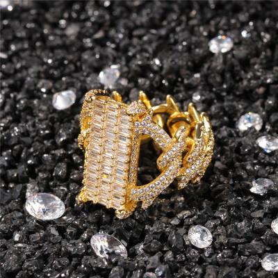 China Foreign trade nickel free punk style bossy ring luxury thorns square zirconium gold plated Ring Birthday Gift Personality Hip-Hop for sale