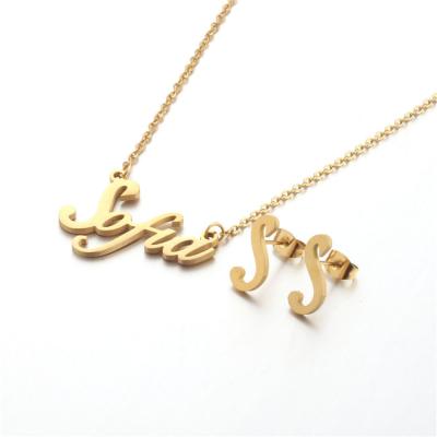 China Other Vacuum Titanium Steel Gold Plated Personalized Name Necklace Jewelry English Name Necklace for sale