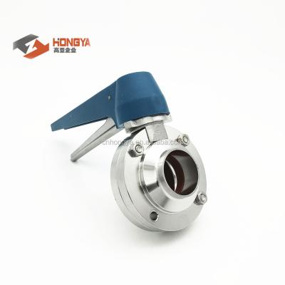 China Dairy Stainless Steel SS304 Welding Butterfly Valve for sale