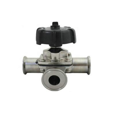 China General Sanitary Type SS304 Stainless Steel 3 Way Flange Branch Diaphragm Valve for sale