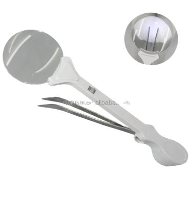 China Wholesale Arcylic Lighted Magnifying Glass with Stainless Steel Tweezers for sale