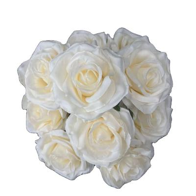 China Home Decoration Burgundy Rose Artificial Flower 10 Heads Roses Bouquet Silk Flower for sale