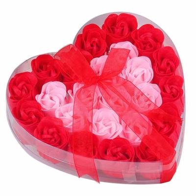 China Mother's Day Promotion 24pcs Floral Scented Soap Flower Rose Petals Bath Soap In Gift Box For Holiday for sale