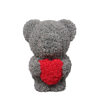 China High Quality Custom Best Seller Fashional Teddy Bear Gift with Multicolor Artificial Rose Flower Carton Girl Gift Preserved Flowers and Plants for sale