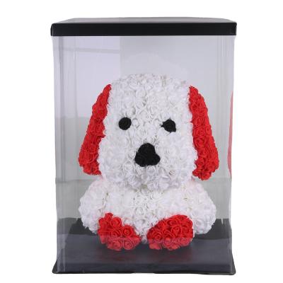 China Fashional Gift 40CM High Quality Hot Sale Valentine Flower Stuffed Pet Rose Dog for sale