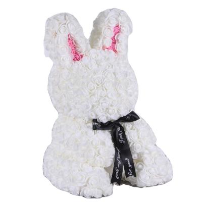 China Fashional Gift Valentine's Day Gift Multicolor Creative Handmade PE Foam Rose Rabbit Doll for sale