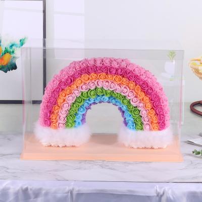 China Fashional Gift New Flower Rainbow Bridge Design Foam Realistic Fake 700g High Quality Multi Color Rose Carton Girl Gift Fashional for sale