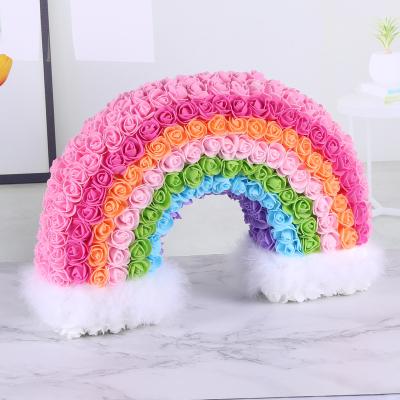 China Hot New Products Valentine's Day Gifts Rose Rainbow Bridge Gift Box Amazon Fashional Gift For Girlfriend Cotton Cardboard Girl Gift for sale