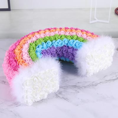 China Fashional Gift Cheap Rose Colorful Rainbow Bridge Wholesale Price Pe Foam Rose Long Life In Carton Girl Gift Fashional Acrylic Gift 700g for sale