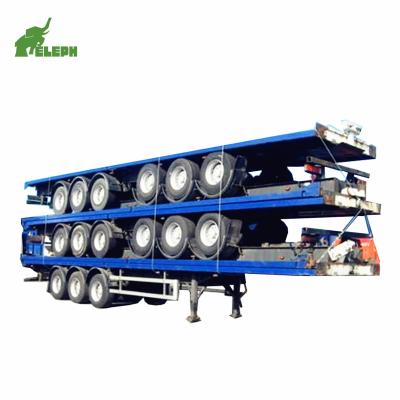 China Flatbed Semi Truck Trailer 3 Axle 50tons Container Carrier Truck Trailer for sale