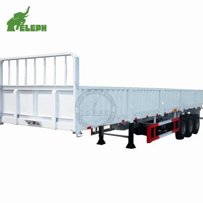 China Truck Trailer 3 Axle / 2 Axle 40 Ton Bulk Cargo Sidewall Flatbed Trailer for sale