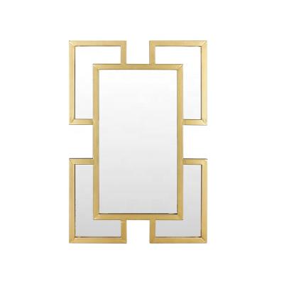 China 90*60Cm Modern Custom Wall Hanging Large Size Gold Framed Metal Bathroom Glass Toilet Fog Mirror for sale