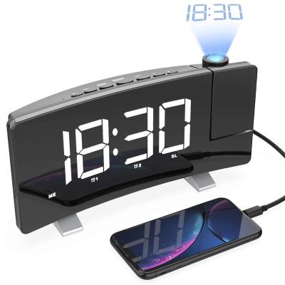 China 2019 New Digital Projection Table Radio Metal Wall Alarm Clock with LED Projector and Radio for sale