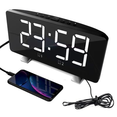 China Tall Antique Style 2019 ESUN Patent LED Display Digital Alarm Clock With USB Port for sale