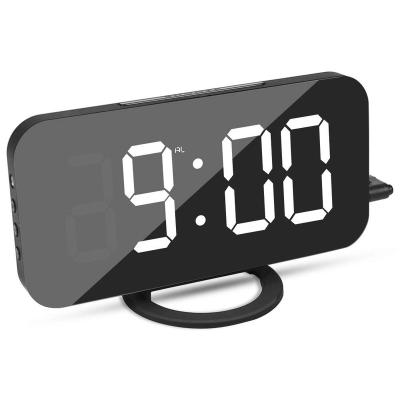 China 2018 Hot Selling LUMINOVA Amazon Digital LED Mirror Alarm Clock With USB Charger for sale