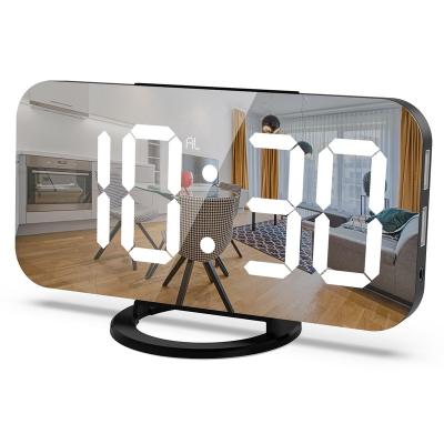 China LUMINOVA 2022 Fashionable Mirror Desktop Alarm Clock Digital LED Wall Mounted Wall Clock for sale