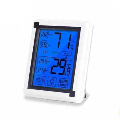 China Indoor thermometer& Humidity / 24 Hours Or All Time Indoor Data Hygrometer Humidity Measurement / Back Light Digital Thermometer With Jumbo Touch Screen Temperature And Backlight Offices Humidity Monitor for sale