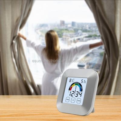 China New Released LUMINOVA ESUN Private Label Touch Screen Digital Weather Station Desktop Alarm Clock with Hygrometer Thermometer for sale