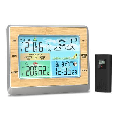 China 12/24 Hour New Digital Color Forecast Weather Station Hygrometer Thermometer Wireless Indoor Outdoor 2022 Weather Clock for sale