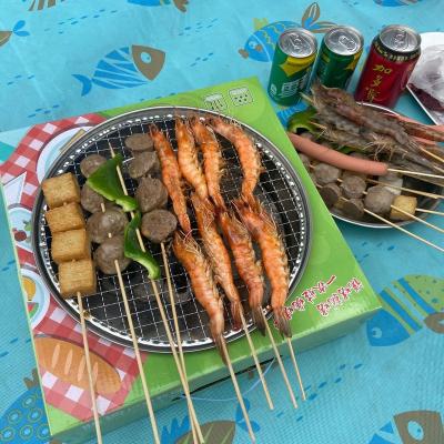 China Easily Assembled Convenient Disposable Outdoor BBQ Grill With Charcoal Grain Oil Brush Grill Net BBQ Grill Set for sale