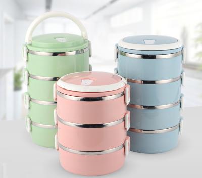 China Portable Multi-Layer Insulated Round Freshness Preservation Stainless Steel Lunch Box Thermos Food Storage Jar For School Kids for sale