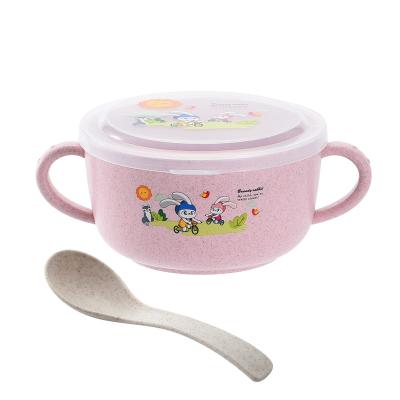 China Sustainable wheat straw uses a spoon and is durable a binaural bowl specially designed for children for sale