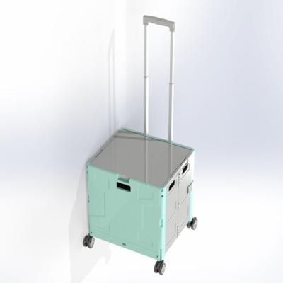 China Fold Up New Plastic Folding Rolling Shopping Cart for sale