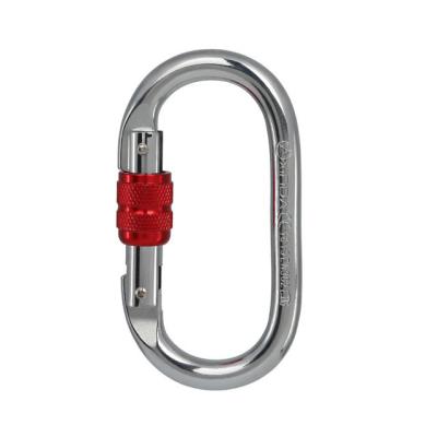 China Heavy Industry Aviation Aluminum Auto Lock O Shape Carabiner Cuts Resistant, Light Weight 25KN For Raising And Climbing for sale