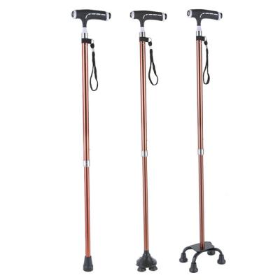 China ABS Folding Walking Cane with LED Light, Quad Swivel Base, Adjustable Walking Stick with Carry Bag for Man/Woman for sale