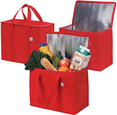 China Customized insulated grocery bag for food delivery with zipper top cooler shipping tote bag for sale