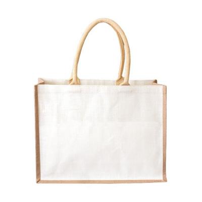 China Eco friendly hot selling jute shopping bag oem customized logo waterproof lamination linen tote bag for sale