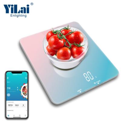 China WITH COVER OEM/ODM Kitchen Scale Colorful Smart Blue Tooth Electronic Balance Smart LED Display Design Kitchen Scale for sale