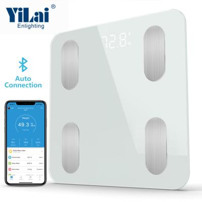 China Morden 180 Kg Wireless Smart Home Body Fat Scale Long Term Assessment Weighing Digital Bathroom Blue Tooth Scale for sale