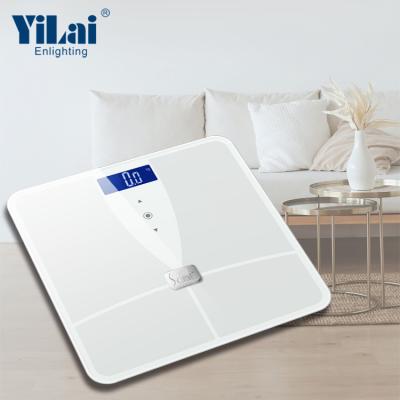 China Morden white 180kg 396lb ITO tuya conductive glass smart chip LCD body fat scale WIFI body fat scale muhan digital smart body fat scale for sale