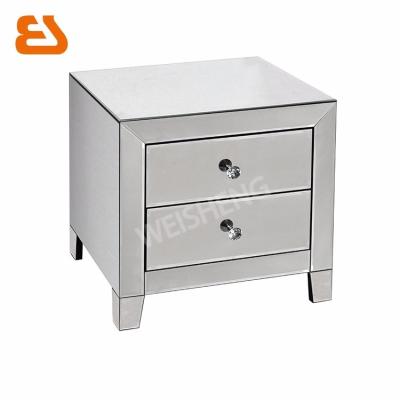 China PANEL 2 drawer all beveled contemporary mirror nightstands with crystal handles for sale