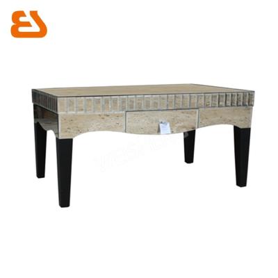 China PANEL one drawer champagne mirrored coffee table with k/d black wood legs for sale