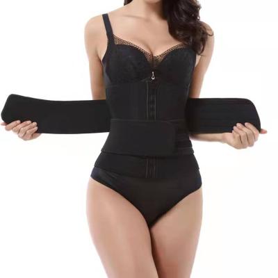 China LIGHTWEIGHT CONSTRUCTION Antibacterial Two Belts Support Neoprene Weight Loss Belly Back Sauna Sweat Corset Waist Trainer for sale