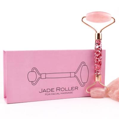 China Portable Acrylic Roller Rose Quartz Jade Facial Guasha Board Massage for sale