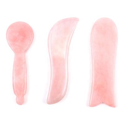 China Portable Hot Selling Rose Quartz Pink Jade Gua Sha Massage OEM/ODM Price Perfect Beauty Gemstone Facial Set for sale