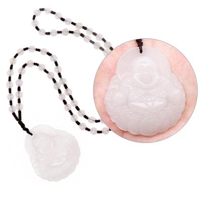 China Factory Wholesale Natural Ladies Jade Buddha Pendant Necklace White Stone Maitreya From Factory Environment Friendly for sale