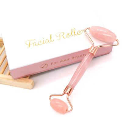 China Portable Private Label Rose Quartz Pink Germanium Facial Anti Aging Massage Beauty Face Roller for sale