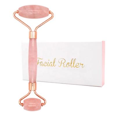 China Portable Private Label Welded OEM Natural Rose Quartz Pink Germanium Facial Anti Aging Roller for sale