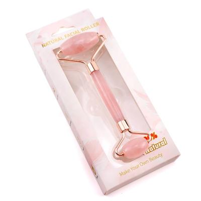 China Best Selling Portable Wholesale Anti Aging Natural Stone Roller Jade Roller Rose Facial Rose Quartz Roller With Blister Box for sale