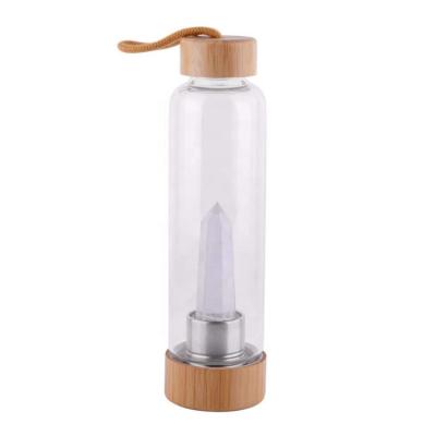 China 500ml Crystal Glass Beverage Bottle Gift Water Bottle Customized Viable Natural Crystals Water Bottle for sale