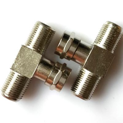 China F Male to Double F Female Adapter Three F 3 Way F81 F Plug Jack Connector Male Female Adapter for sale